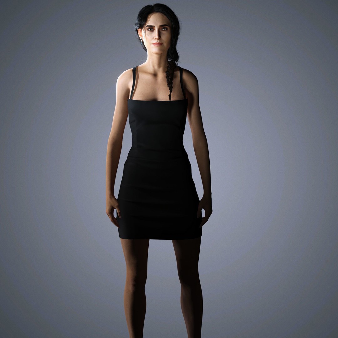 Jennifer Connelly 3D Model – Low Poly Rigged Character, FBX, OBJ - View 9