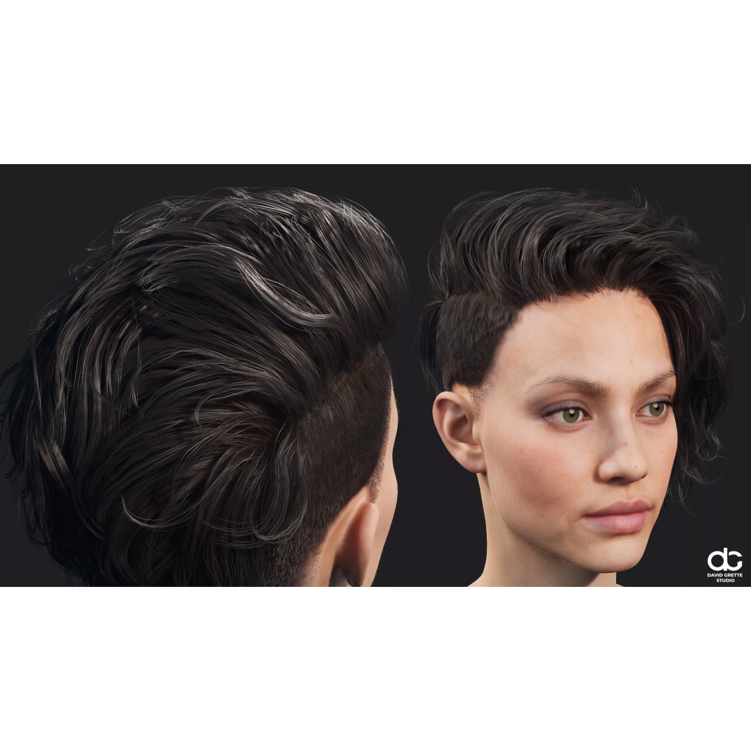 Realistic Female Hairstyles 3D Model – Low Poly Game-Ready Pack, FBX - View 14