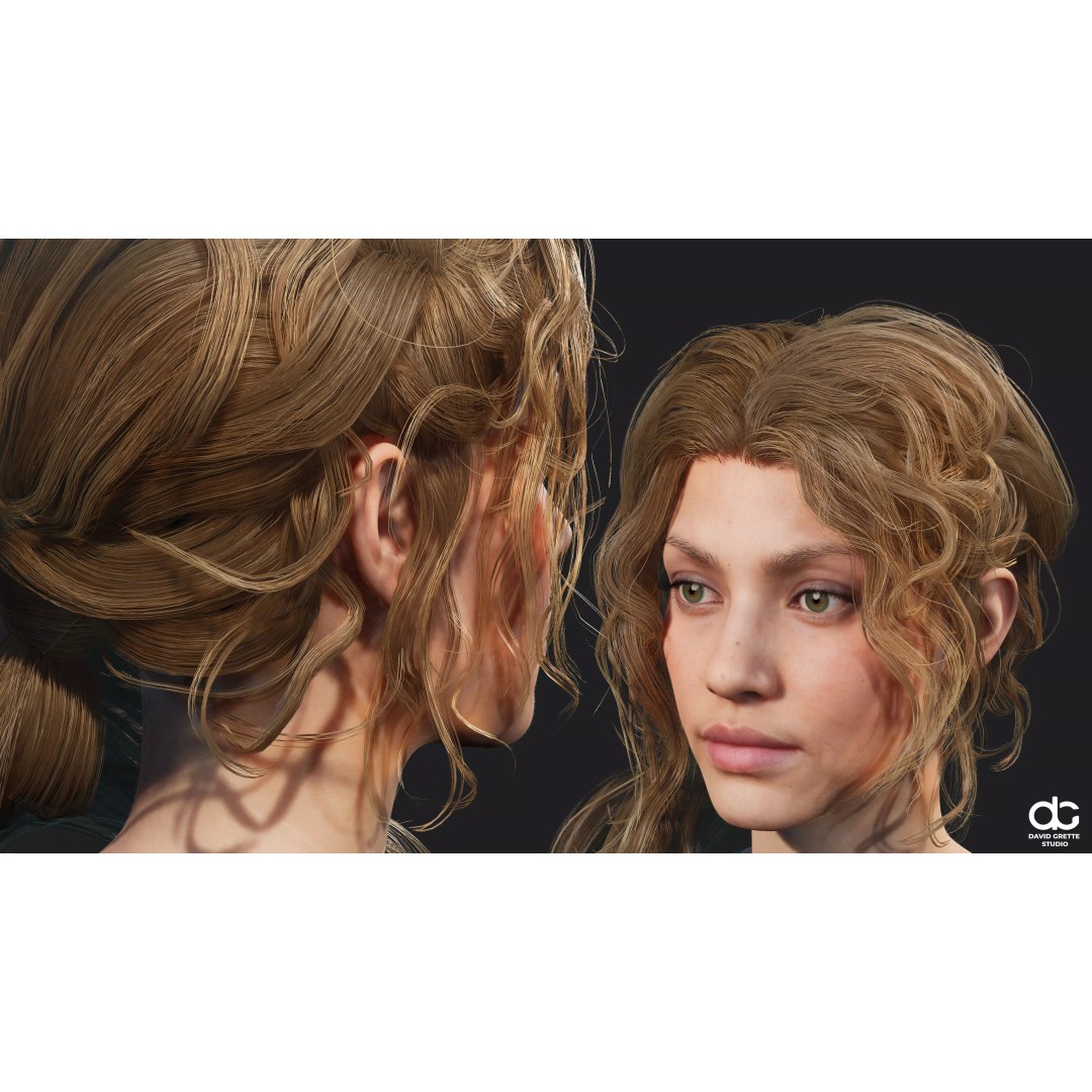 Realistic Female Hairstyles 3D Model – Low Poly Game-Ready Pack, FBX - View 15
