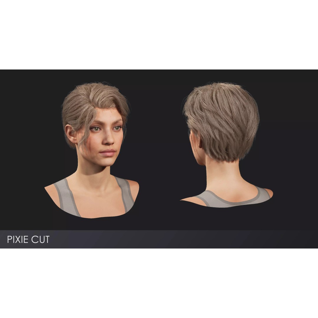 Realistic Female Hairstyles 3D Model – Low Poly Game-Ready Pack, FBX - View 5