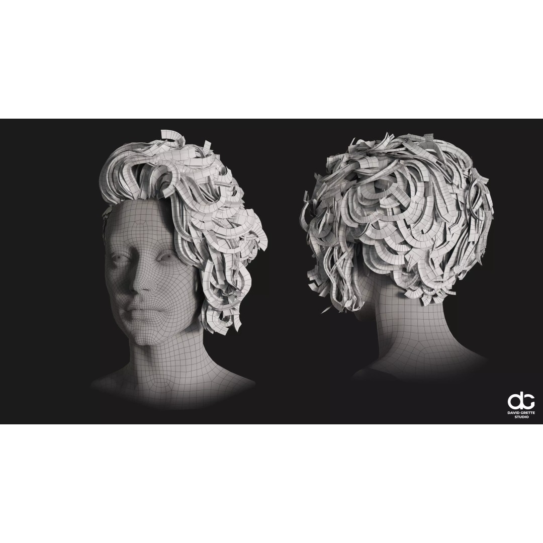 Realistic Female Hairstyles 3D Model – Low Poly Game-Ready Pack, FBX - View 6