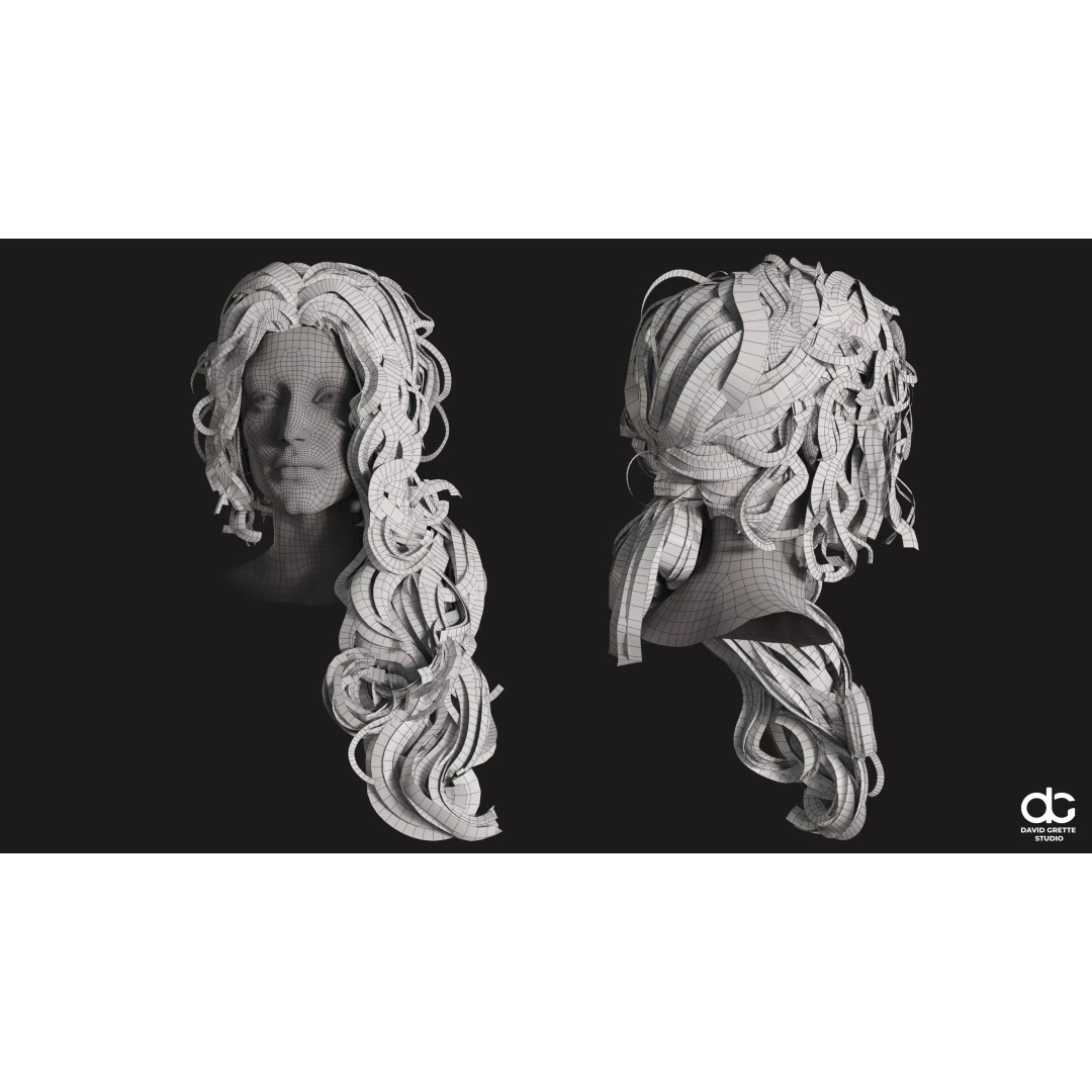 Realistic Female Hairstyles 3D Model – Low Poly Game-Ready Pack, FBX - View 7
