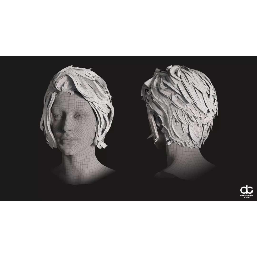 Realistic Female Hairstyles 3D Model – Low Poly Game-Ready Pack, FBX - View 8