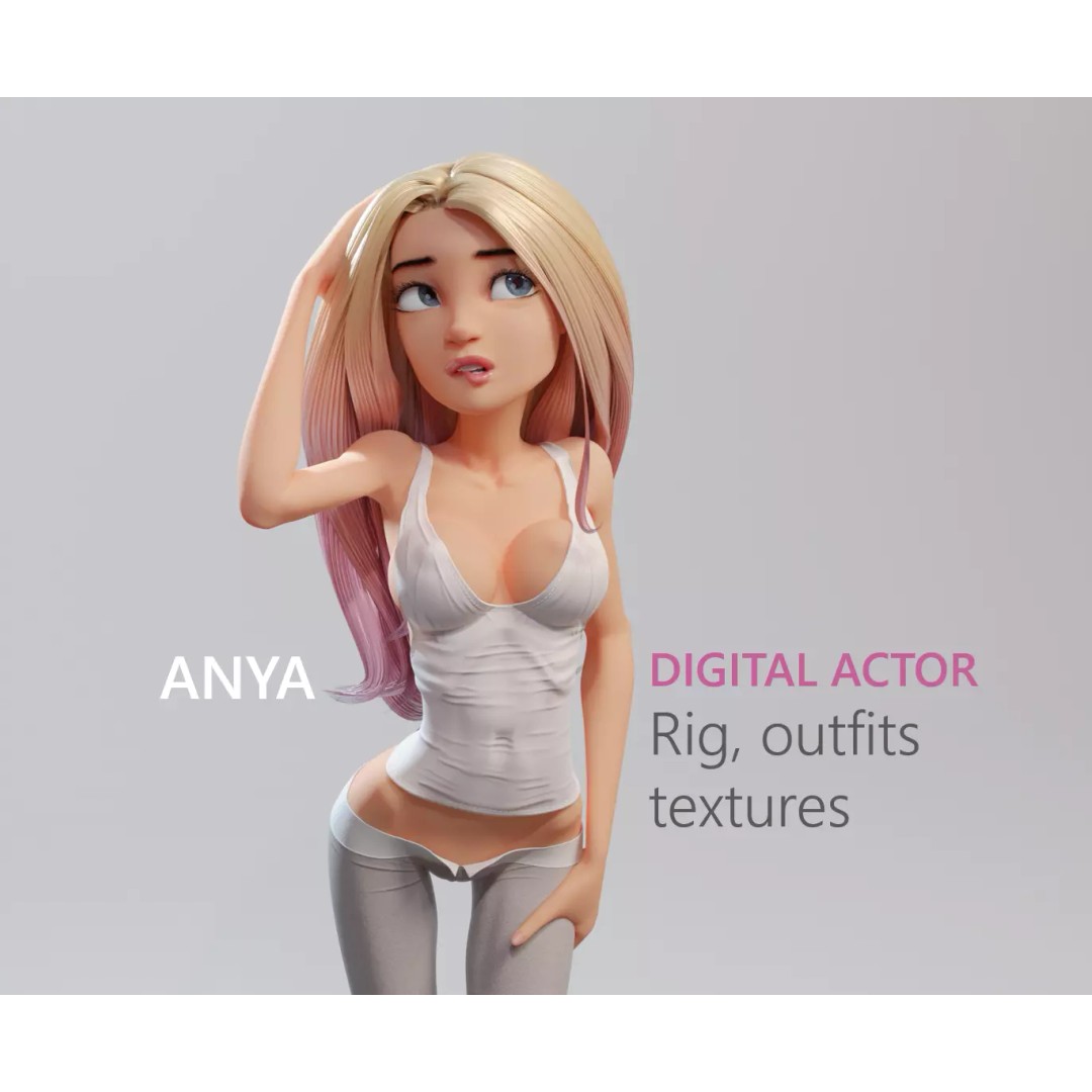 Anya 3D Model – Stylized Character with Rigging and Textures - View 2
