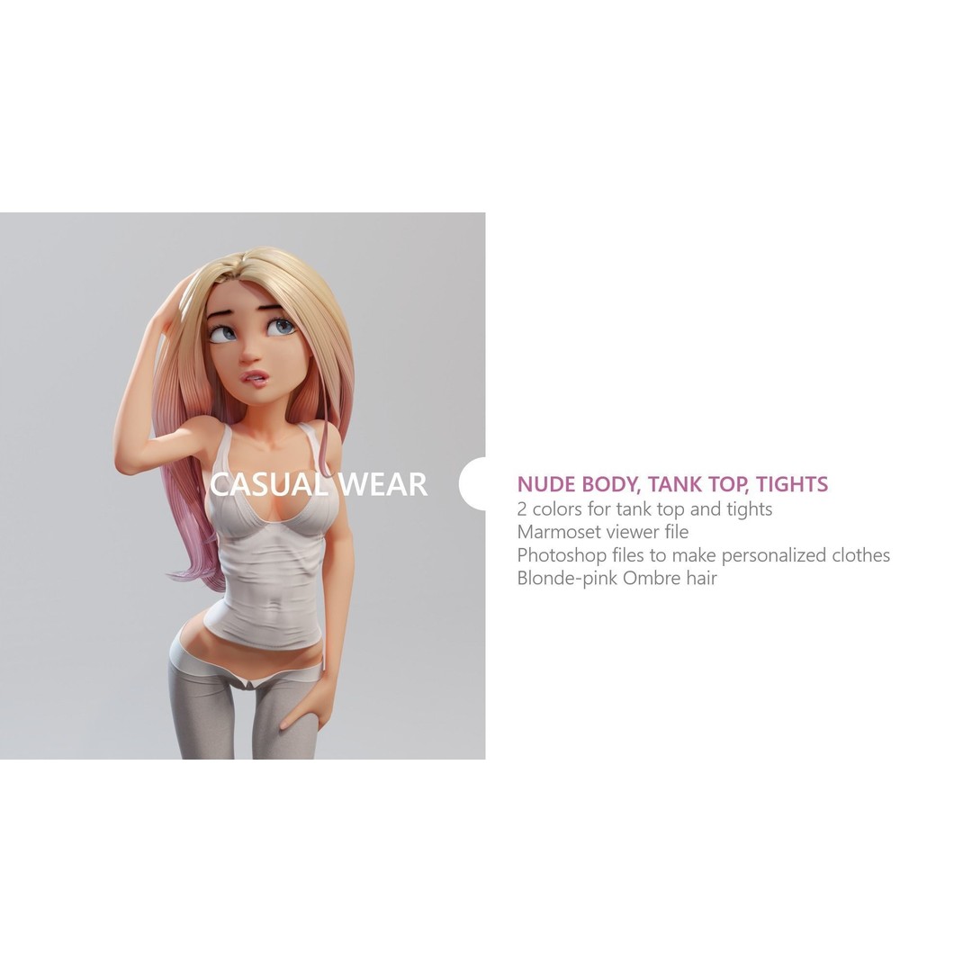 Anya 3D Model – Stylized Character with Rigging and Textures - View 6