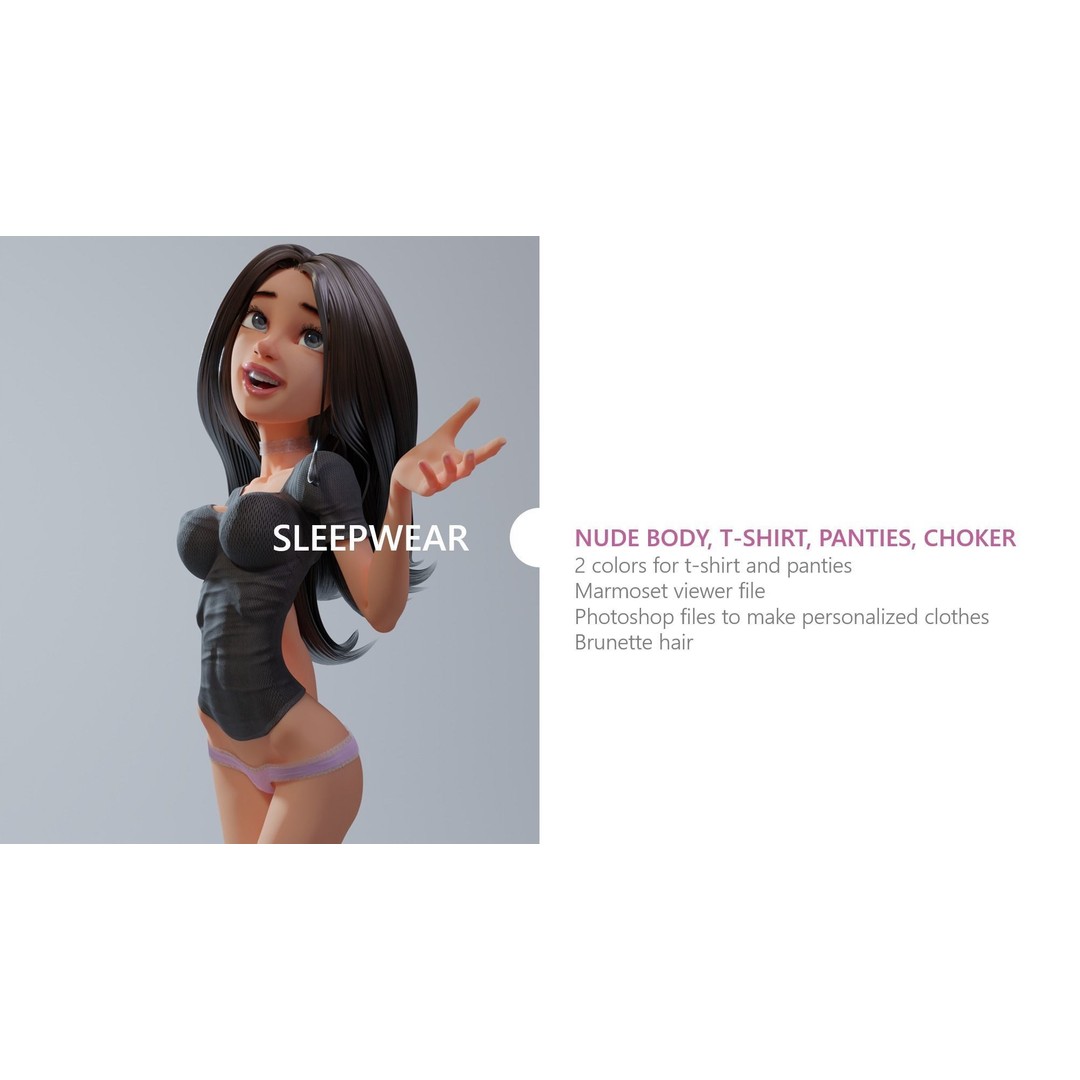 Anya 3D Model – Stylized Character with Rigging and Textures - View 7