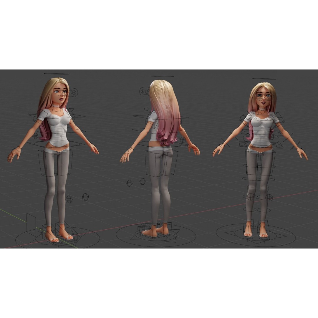 Anya 3D Model – Stylized Character with Rigging and Textures - View 8