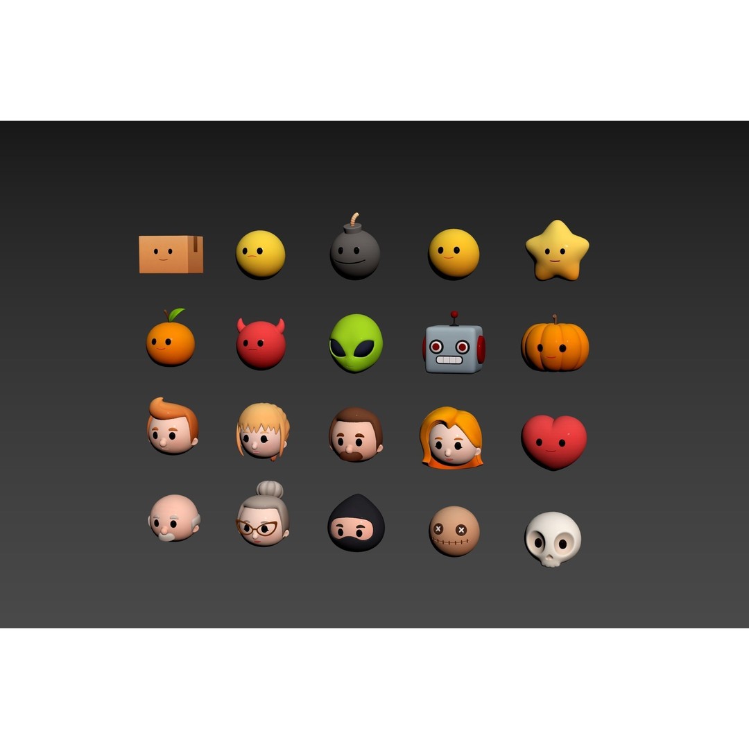 Cartoon Head Pack 3D Model – Unique Character Designs, FBX, OBJ - View 10