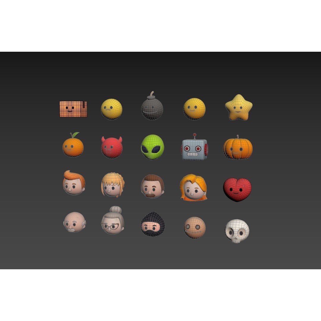 Cartoon Head Pack 3D Model – Unique Character Designs, FBX, OBJ - View 11