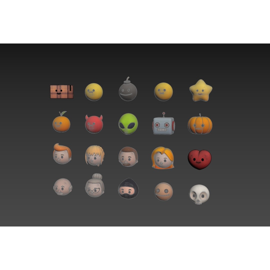 Cartoon Head Pack 3D Model – Unique Character Designs, FBX, OBJ - View 12