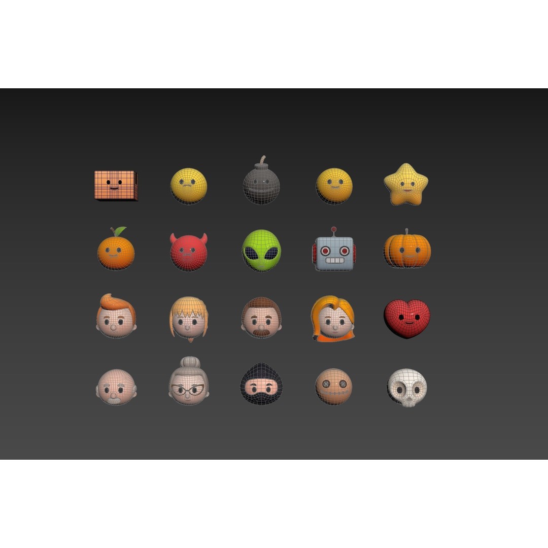 Cartoon Head Pack 3D Model – Unique Character Designs, FBX, OBJ - View 13