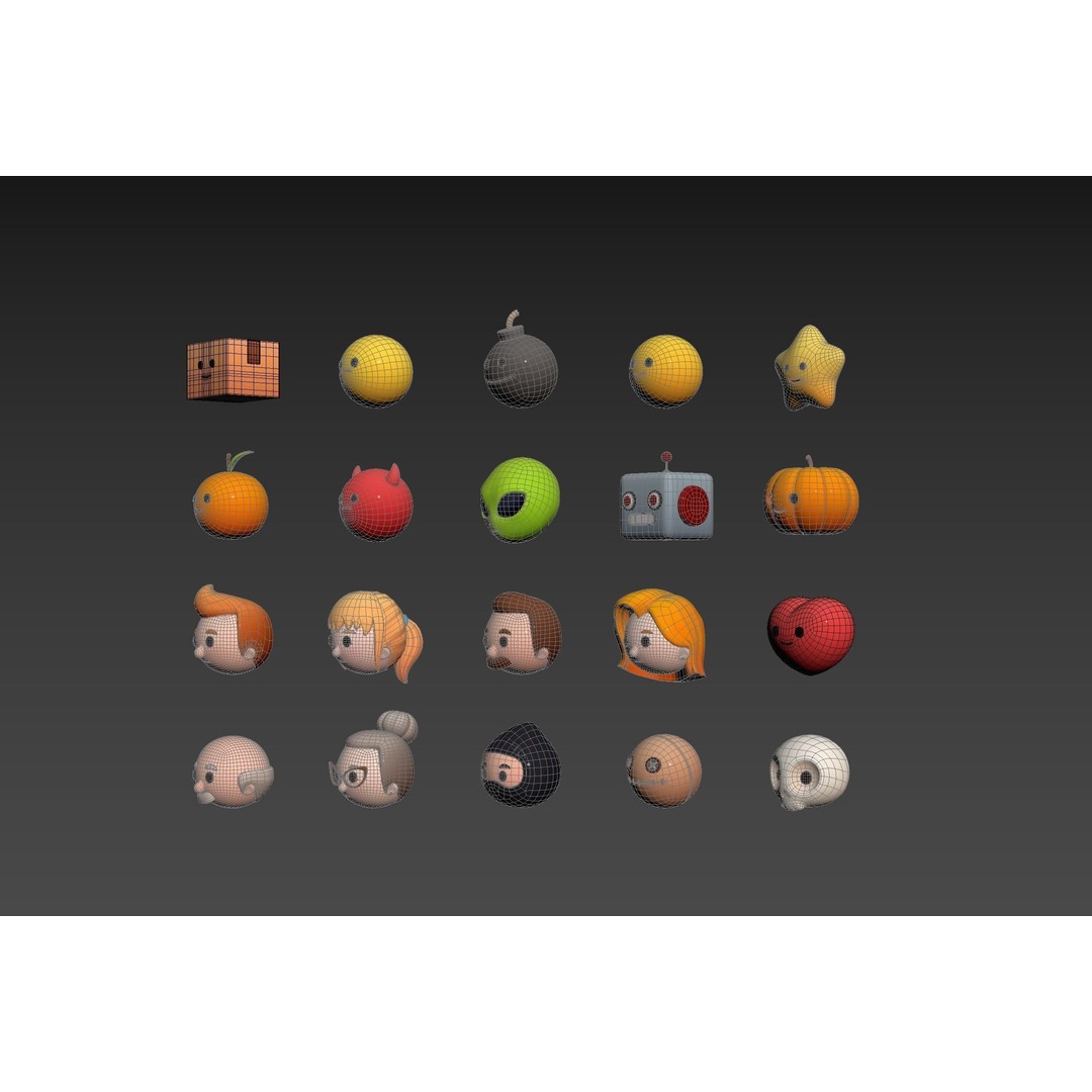 Cartoon Head Pack 3D Model – Unique Character Designs, FBX, OBJ - View 14