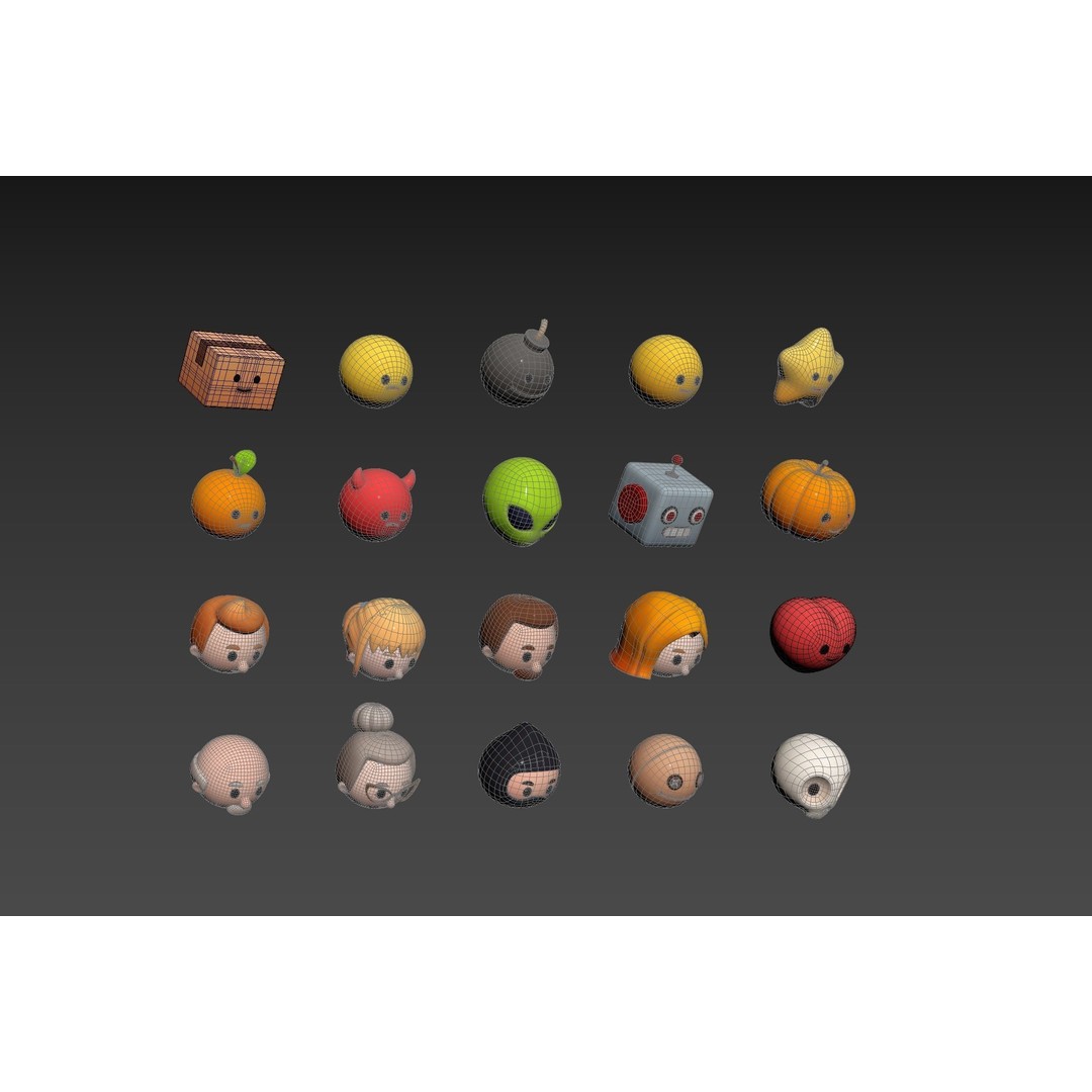 Cartoon Head Pack 3D Model – Unique Character Designs, FBX, OBJ - View 18