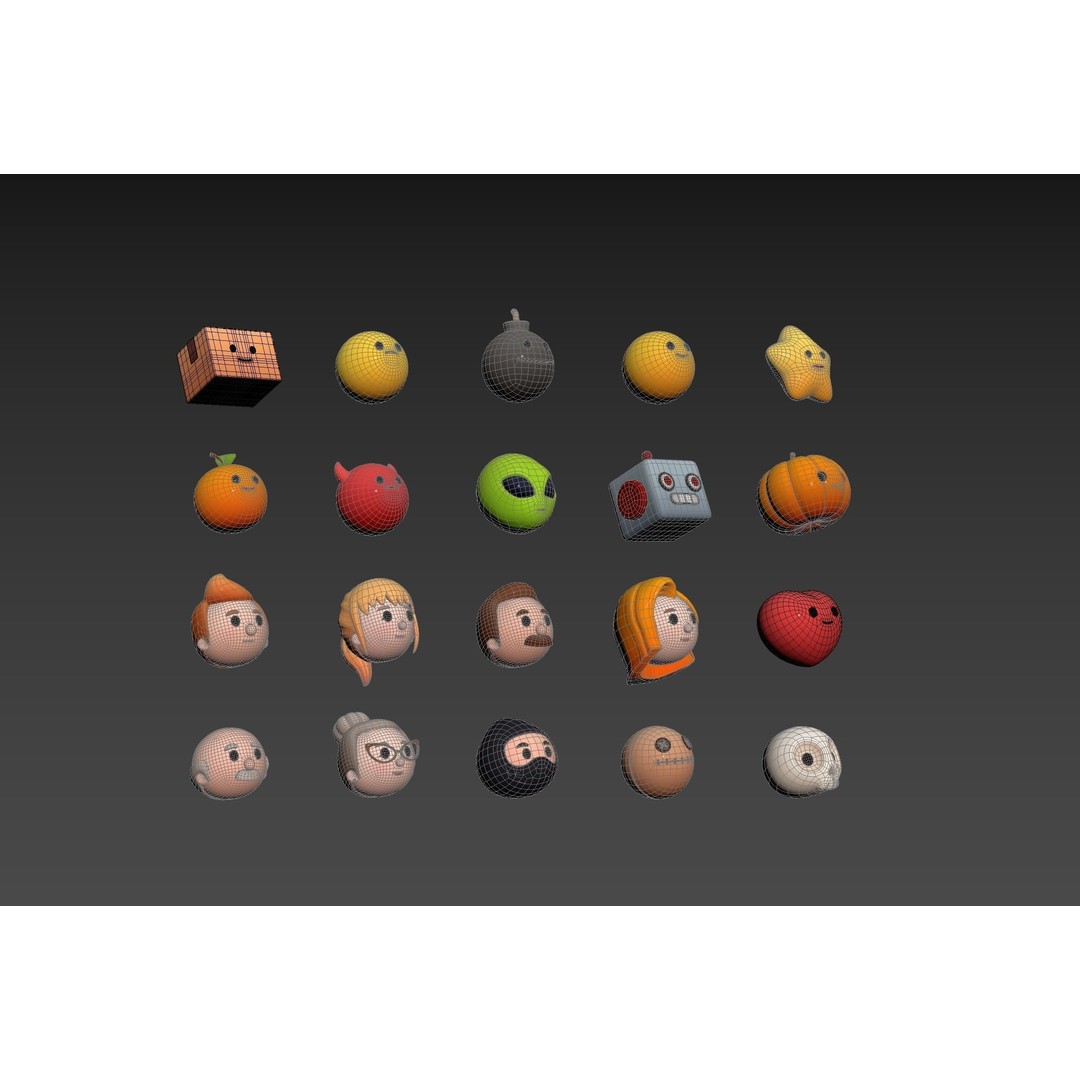 Cartoon Head Pack 3D Model – Unique Character Designs, FBX, OBJ - View 19