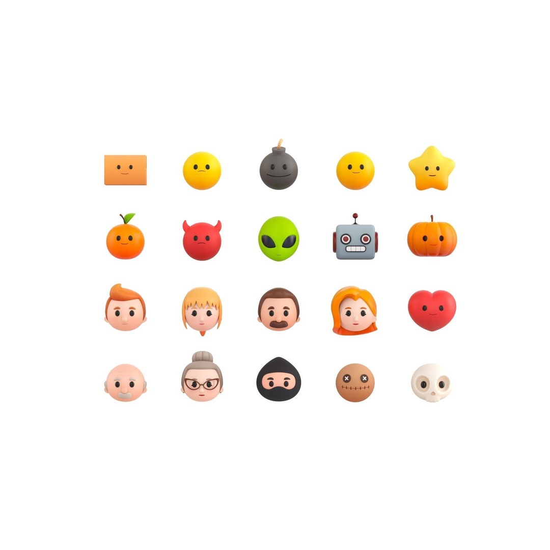 Cartoon Head Pack 3D Model – Unique Character Designs, FBX, OBJ - View 3