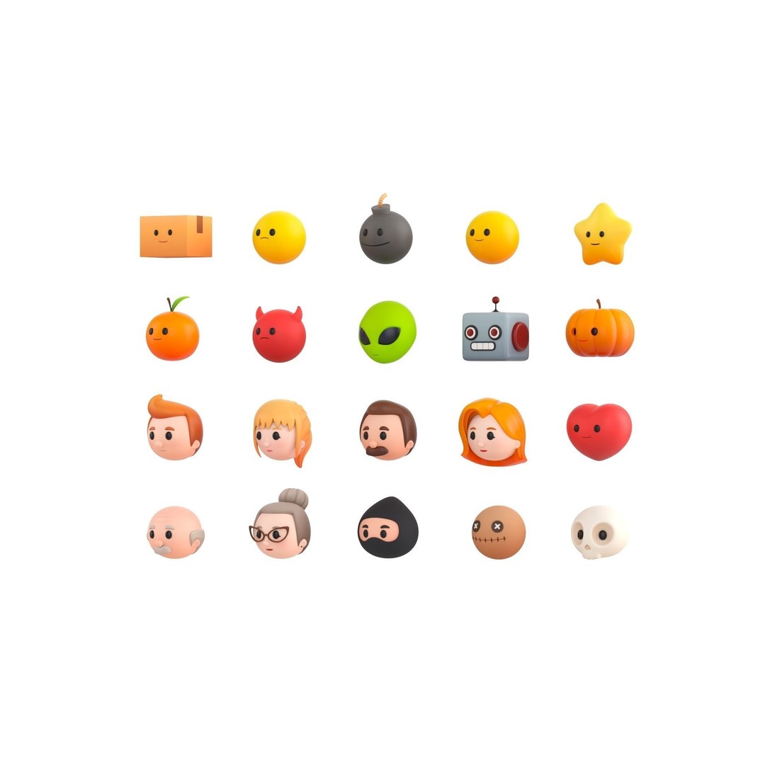 Cartoon Head Pack 3D Model – Unique Character Designs, FBX, OBJ - View 4