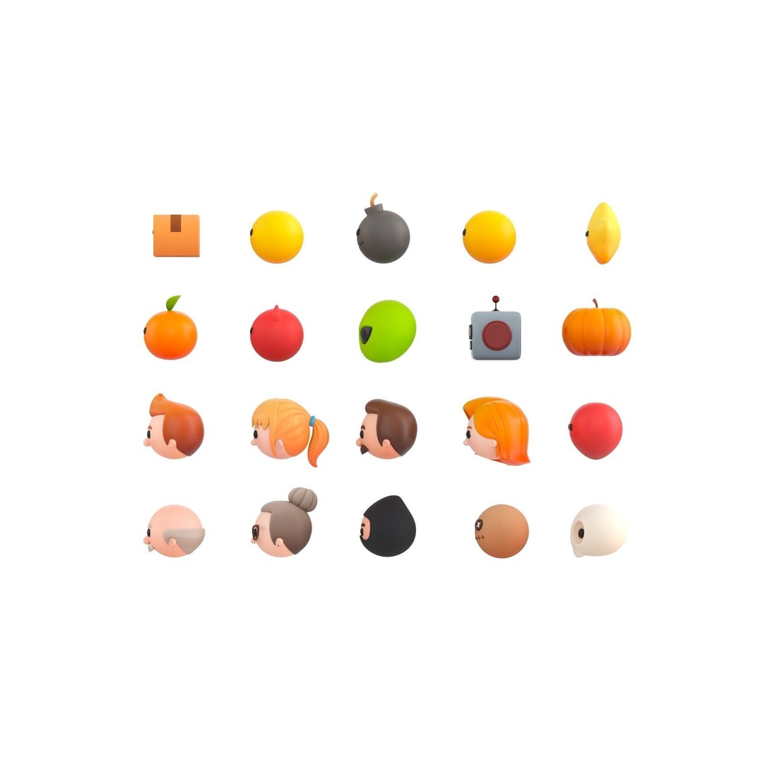 Cartoon Head Pack 3D Model – Unique Character Designs, FBX, OBJ - View 5