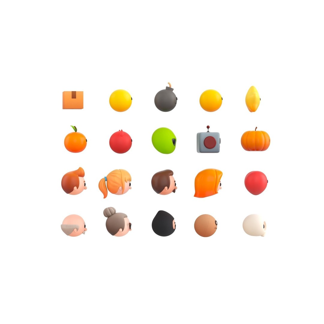 Cartoon Head Pack 3D Model – Unique Character Designs, FBX, OBJ - View 7