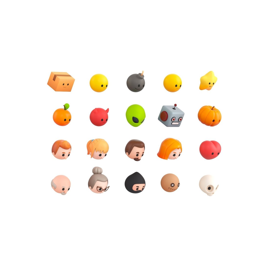 Cartoon Head Pack 3D Model – Unique Character Designs, FBX, OBJ - View 8