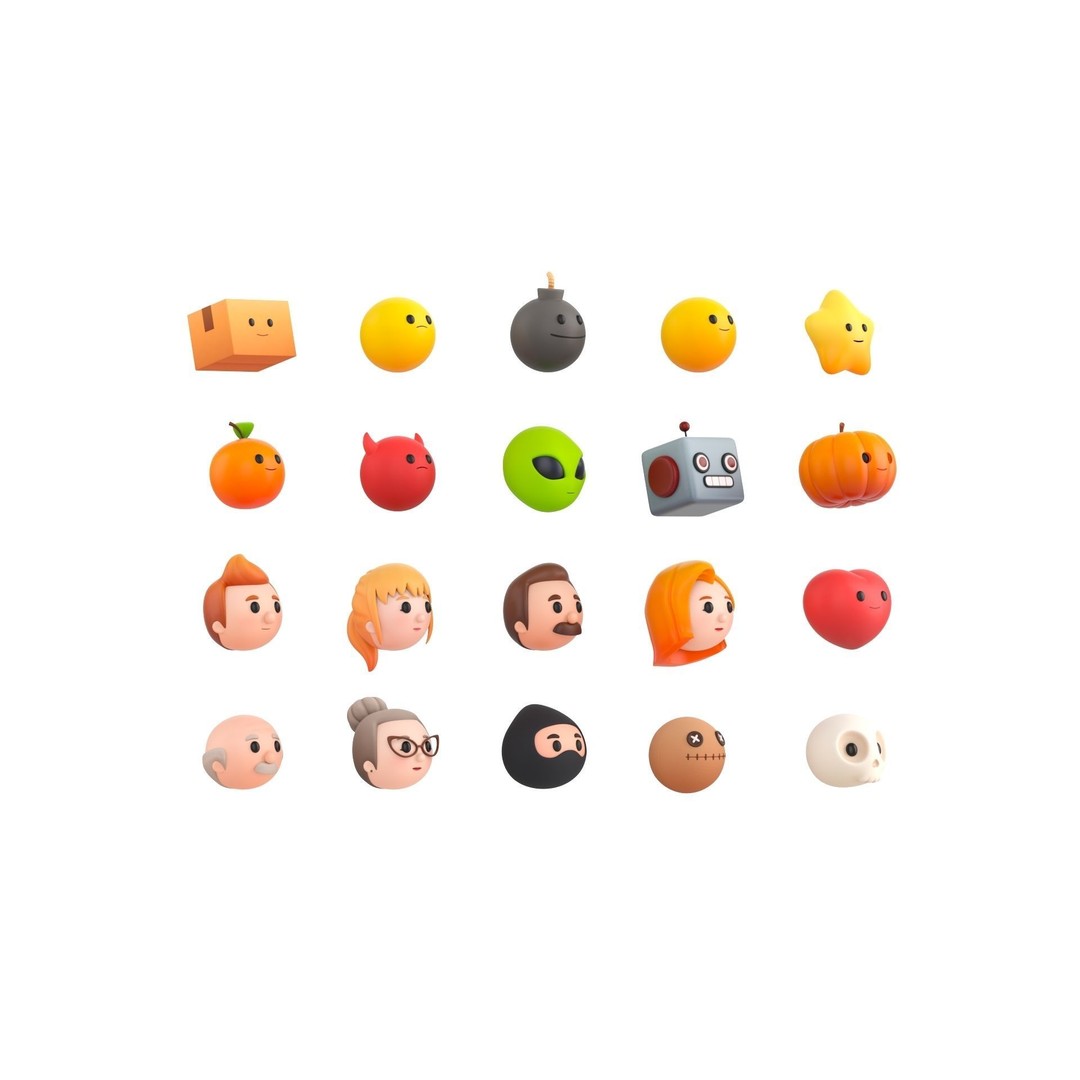 Cartoon Head Pack 3D Model – Unique Character Designs, FBX, OBJ - View 9