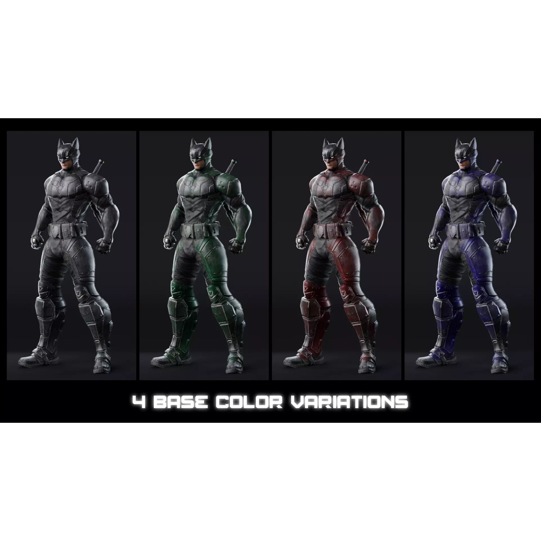 Howlman 3D Model – Low Poly Rigged Superhero Asset, FBX - View 10