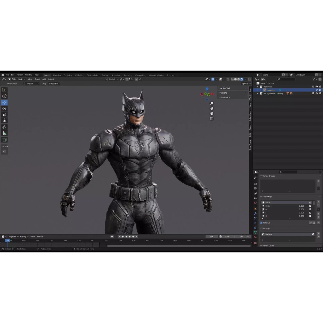 Howlman 3D Model – Low Poly Rigged Superhero Asset, FBX - View 22