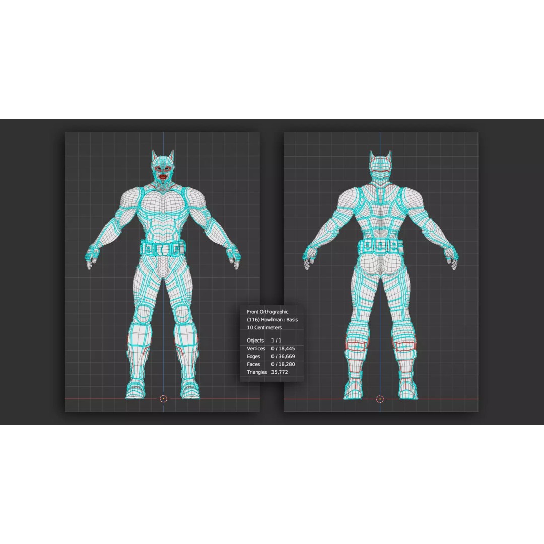 Howlman 3D Model – Low Poly Rigged Superhero Asset, FBX - View 25