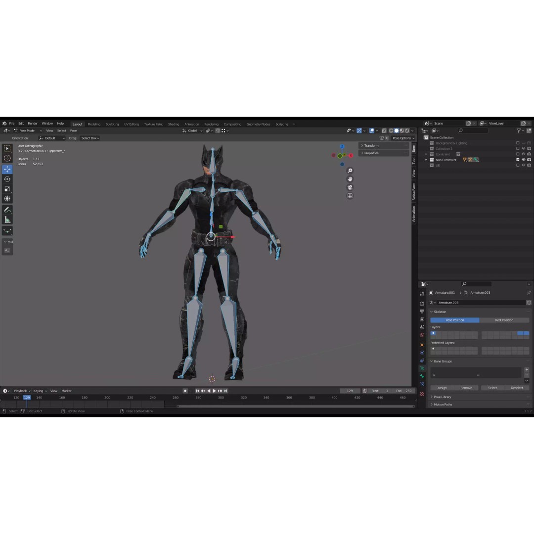 Howlman 3D Model – Low Poly Rigged Superhero Asset, FBX - View 29