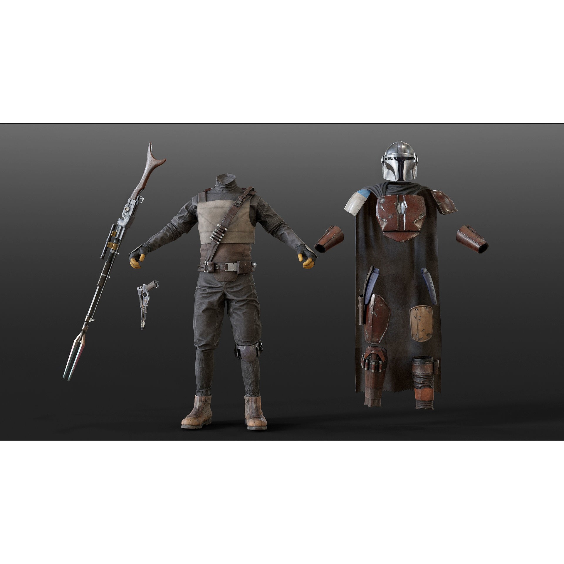 Mandalorian Armor - Low-Poly Game-Ready 3D Model - View 21