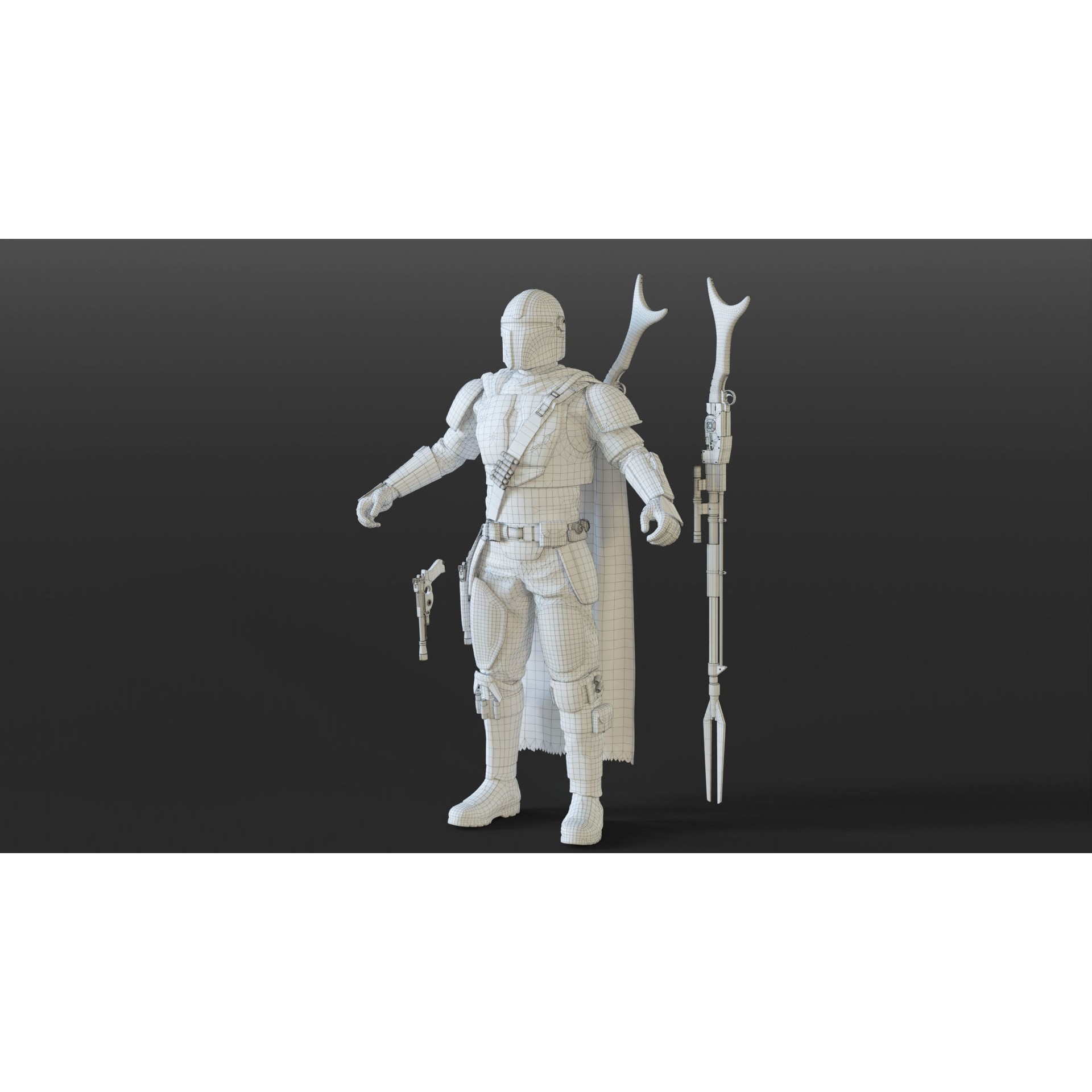 Mandalorian Armor - Low-Poly Game-Ready 3D Model - View 22