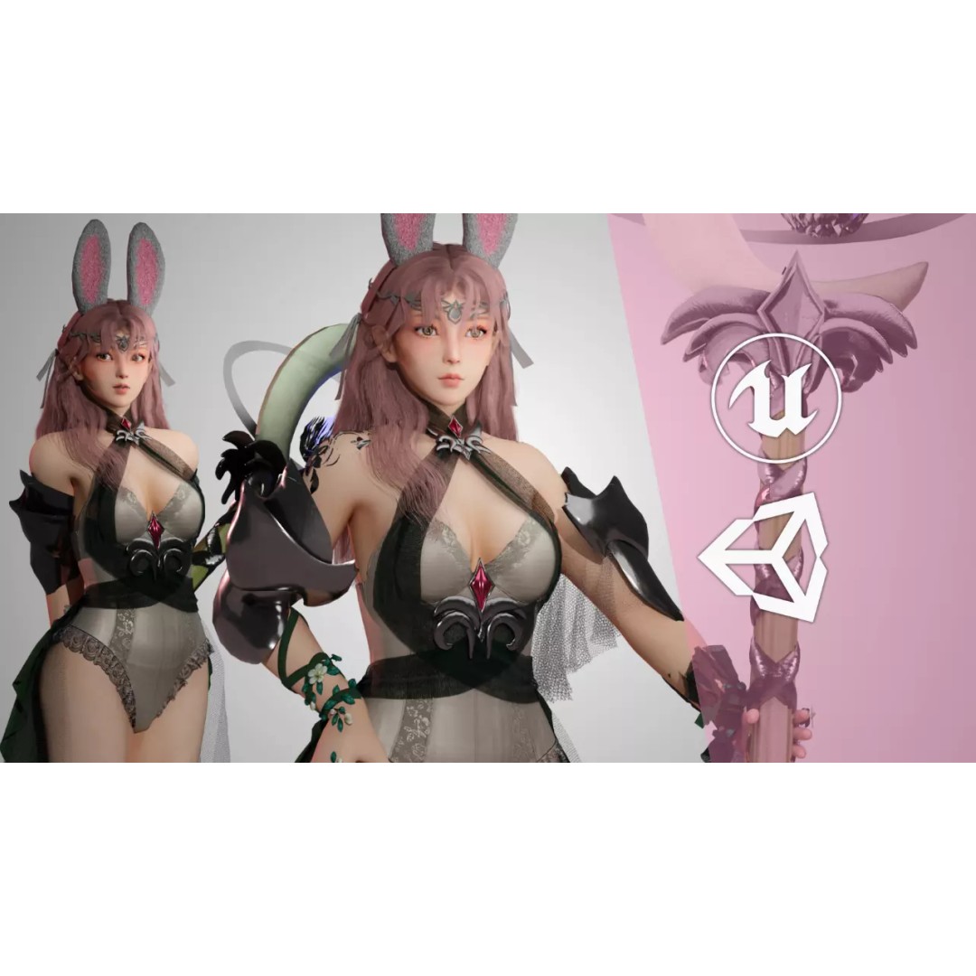 Healer Fairy 3D Model – Low-Poly Game Ready Character, FBX - View 2