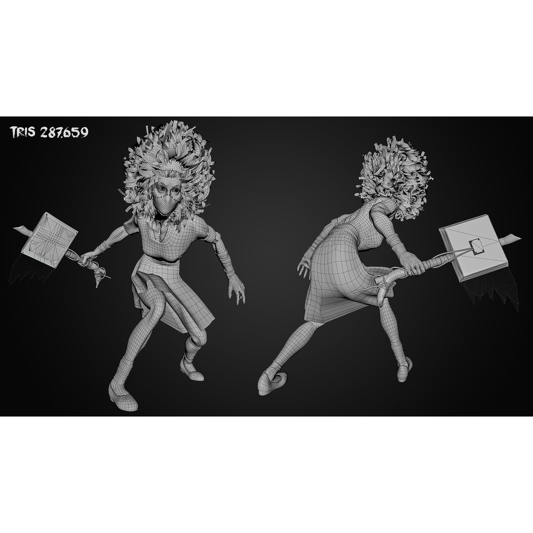Crazy Nurse 3D Model – Low-Poly Rigged Character with Animations - View 19