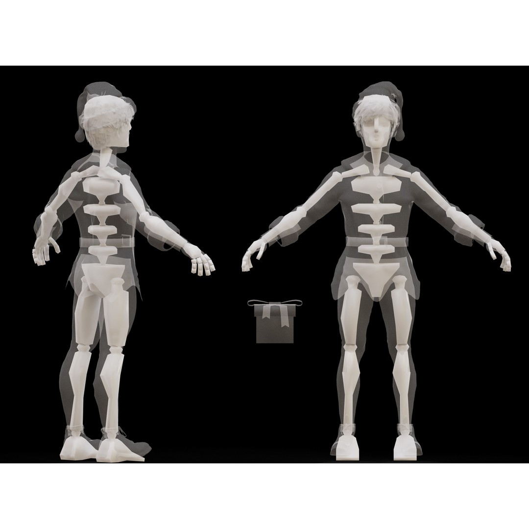 Christmas Elf 3D Model – Low Poly Rigged Character with PBR Textures