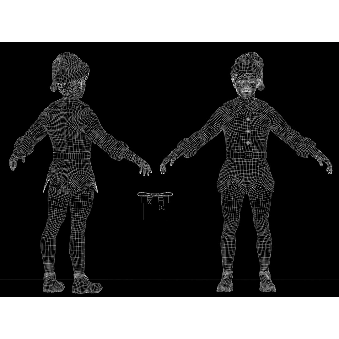Christmas Elf 3D Model – Low Poly Rigged Character with PBR Textures - View 13