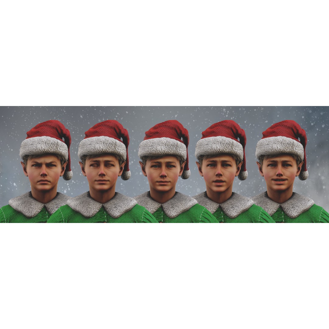 Christmas Elf 3D Model – Low Poly Rigged Character with PBR Textures - View 3