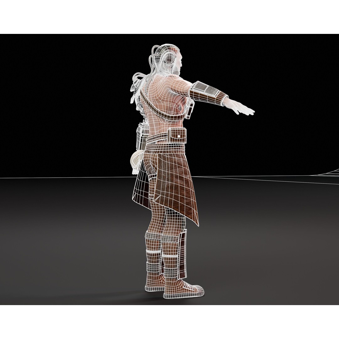 Cyber Warrior 3D Model – Low Poly Sci-Fi Character, FBX, OBJ, PBR