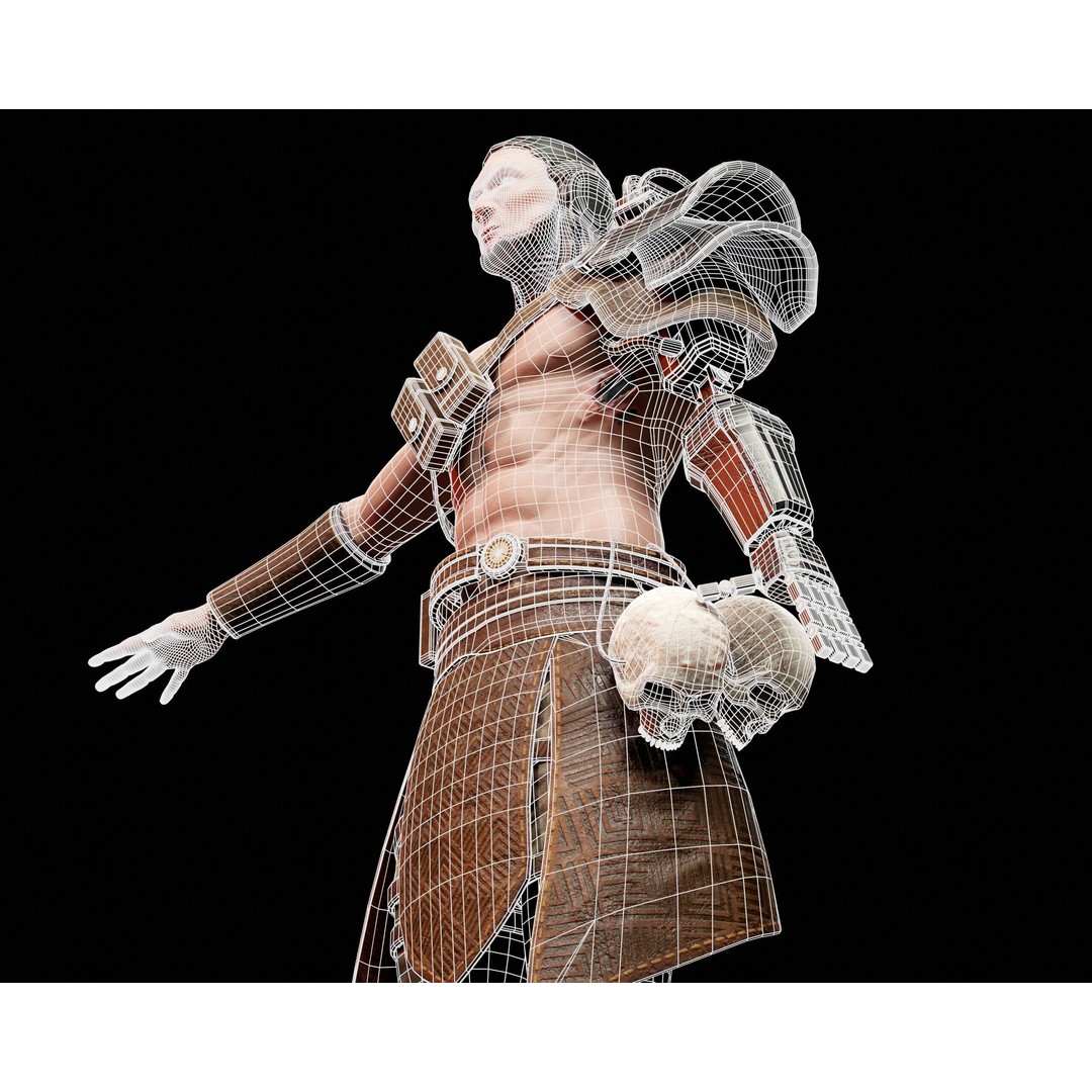 Cyber Warrior 3D Model – Low Poly Sci-Fi Character, FBX, OBJ, PBR - View 10