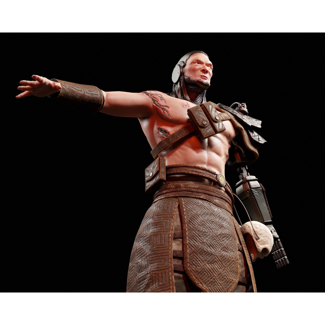 Cyber Warrior 3D Model – Low Poly Sci-Fi Character, FBX, OBJ, PBR - View 11
