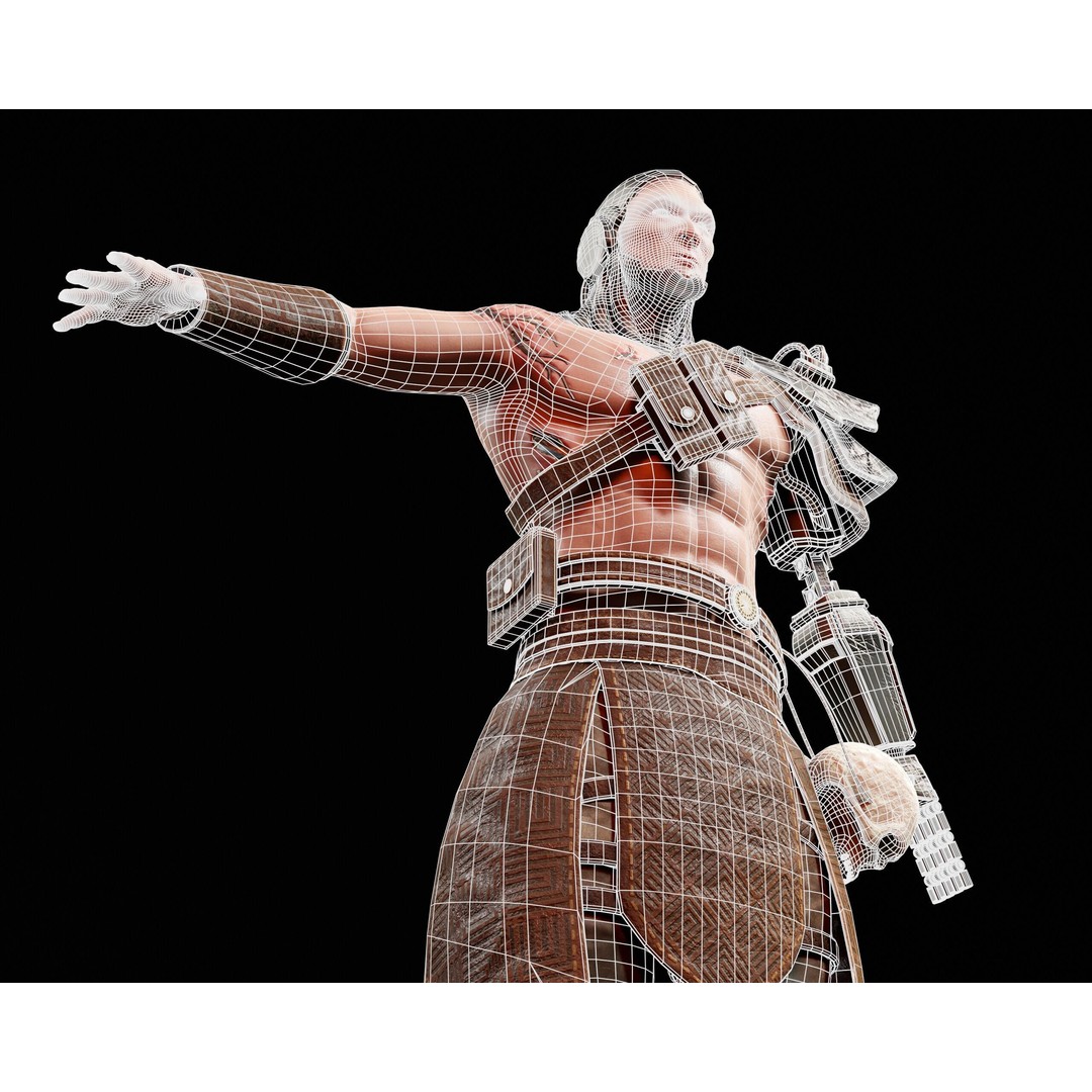 Cyber Warrior 3D Model – Low Poly Sci-Fi Character, FBX, OBJ, PBR - View 12