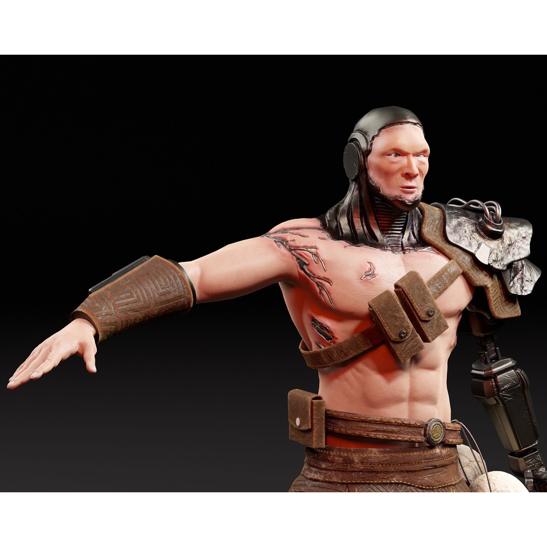 Cyber Warrior 3D Model – Low Poly Sci-Fi Character, FBX, OBJ, PBR - View 13