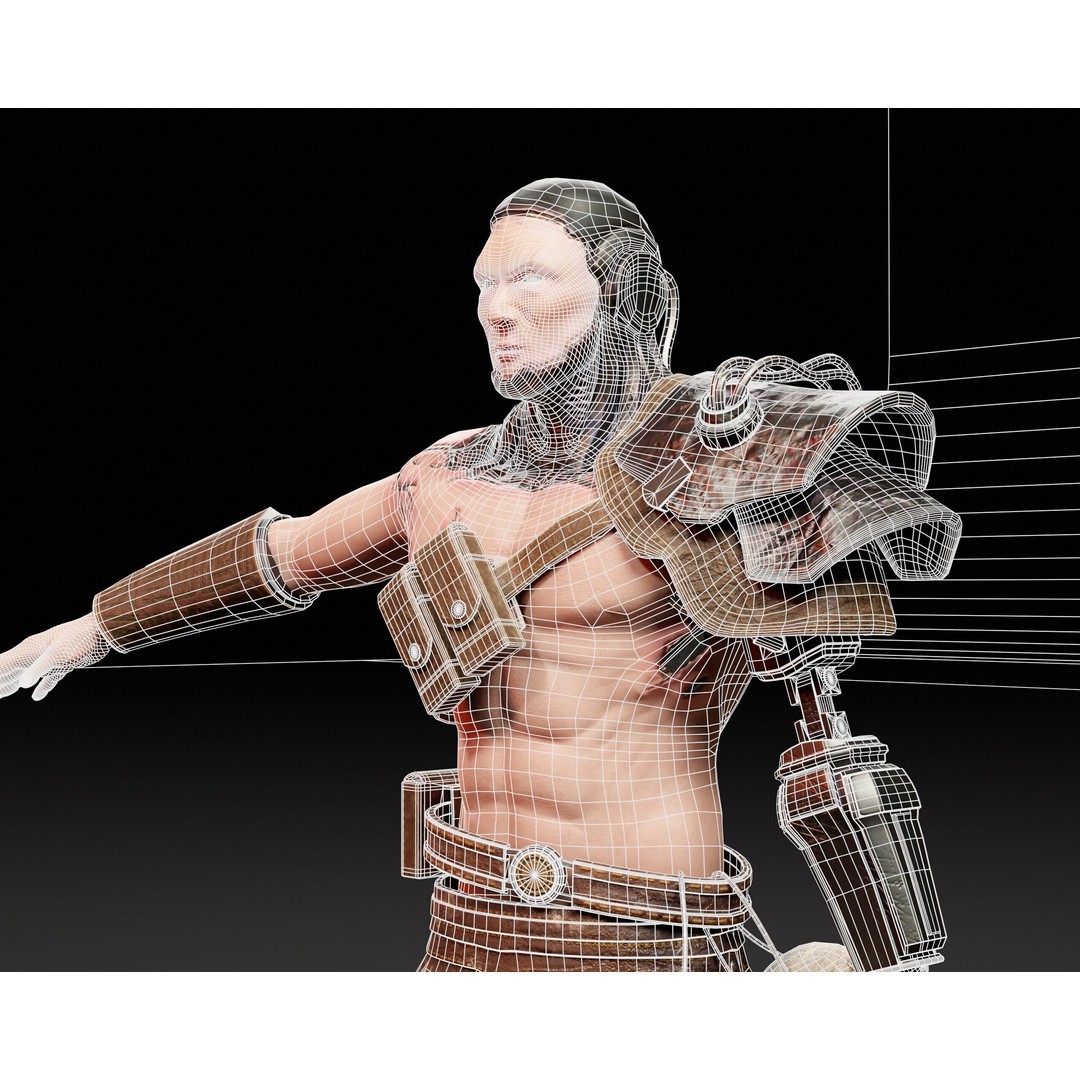 Cyber Warrior 3D Model – Low Poly Sci-Fi Character, FBX, OBJ, PBR - View 16