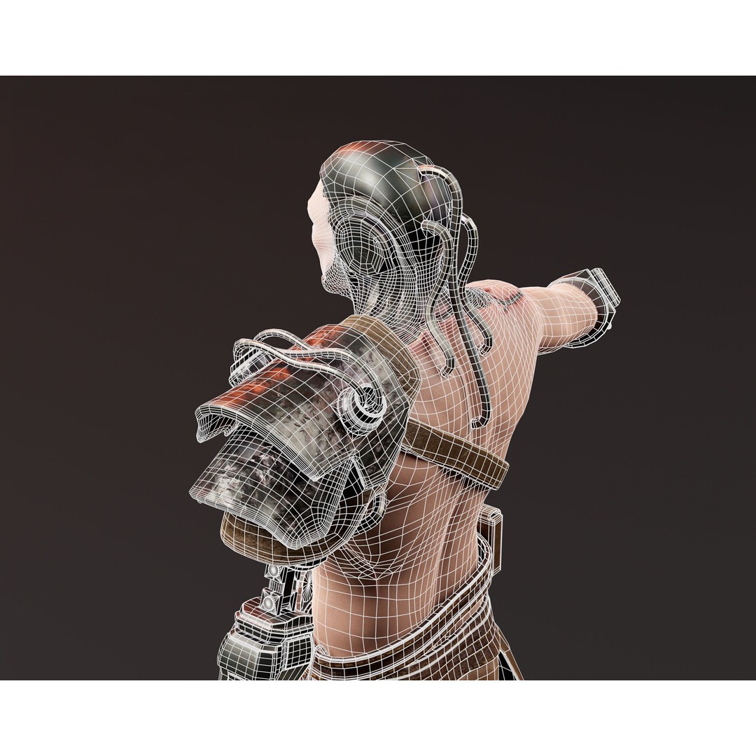 Cyber Warrior 3D Model – Low Poly Sci-Fi Character, FBX, OBJ, PBR - View 18