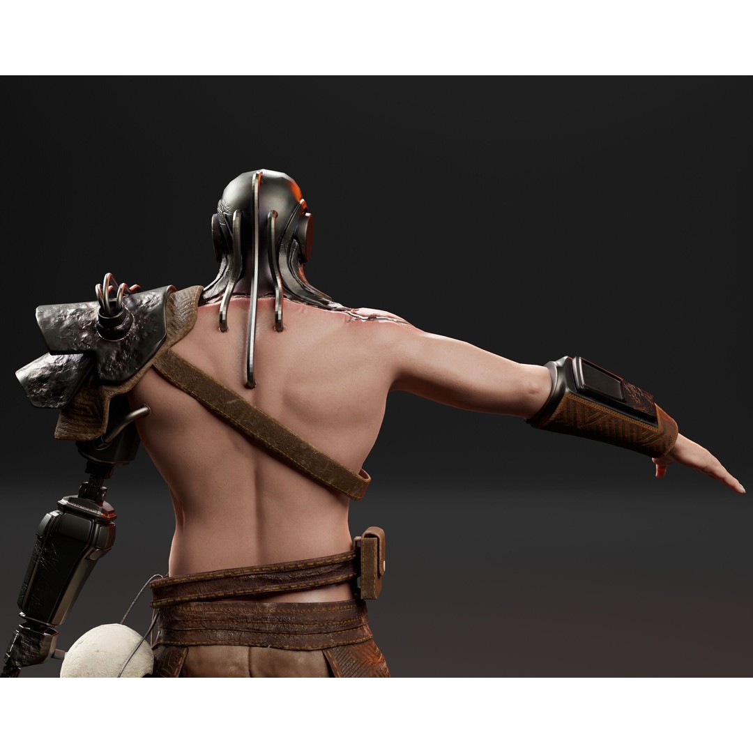 Cyber Warrior 3D Model – Low Poly Sci-Fi Character, FBX, OBJ, PBR - View 19