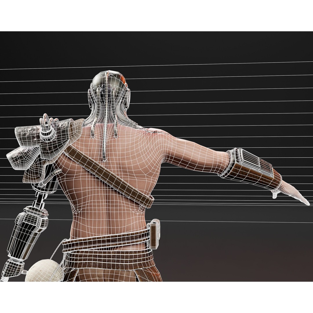 Cyber Warrior 3D Model – Low Poly Sci-Fi Character, FBX, OBJ, PBR - View 20