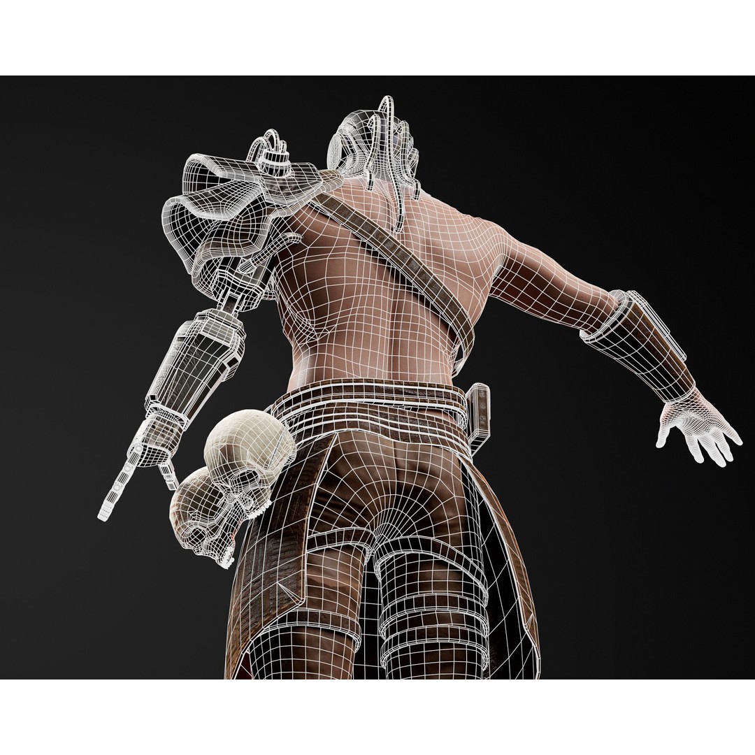 Cyber Warrior 3D Model – Low Poly Sci-Fi Character, FBX, OBJ, PBR - View 22