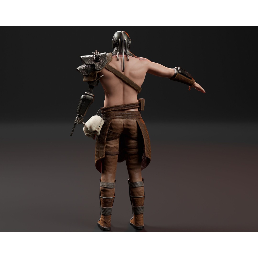 Cyber Warrior 3D Model – Low Poly Sci-Fi Character, FBX, OBJ, PBR - View 23