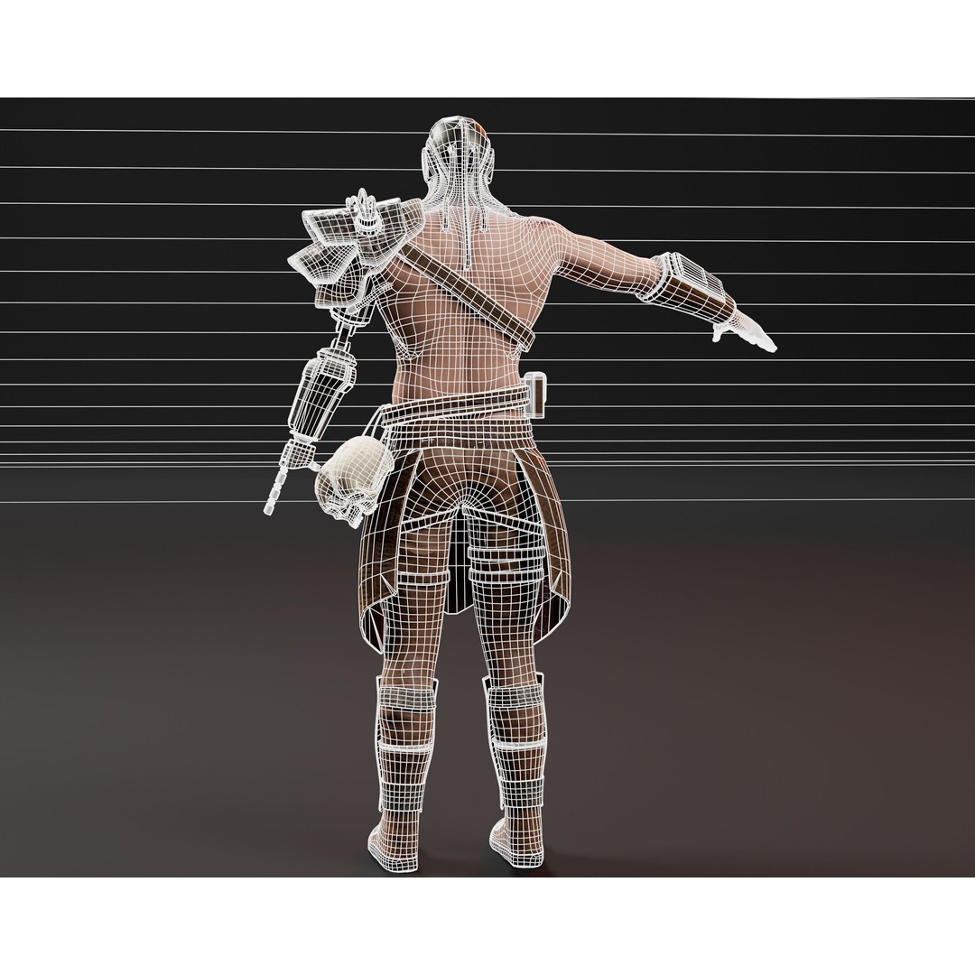 Cyber Warrior 3D Model – Low Poly Sci-Fi Character, FBX, OBJ, PBR - View 24