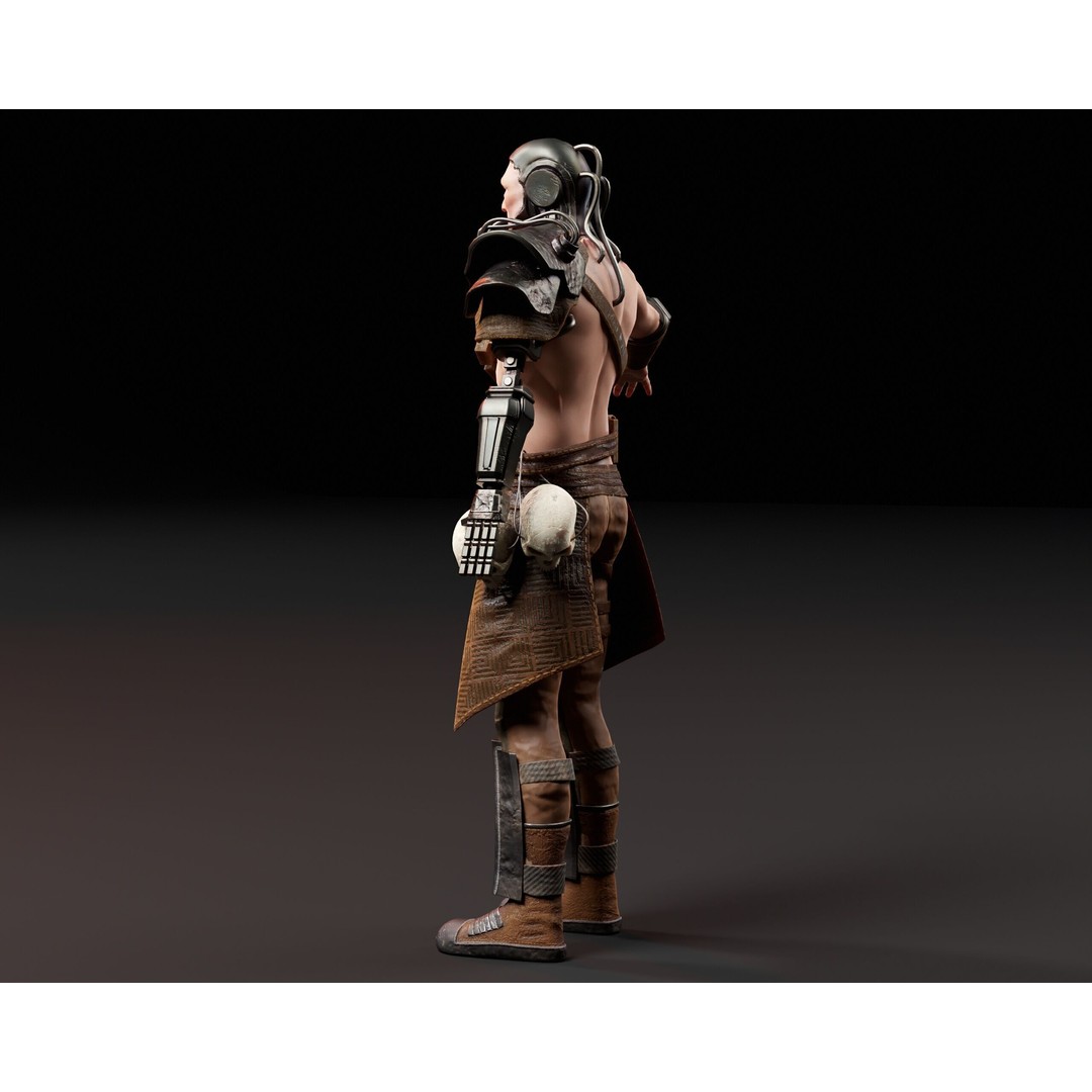 Cyber Warrior 3D Model – Low Poly Sci-Fi Character, FBX, OBJ, PBR - View 25