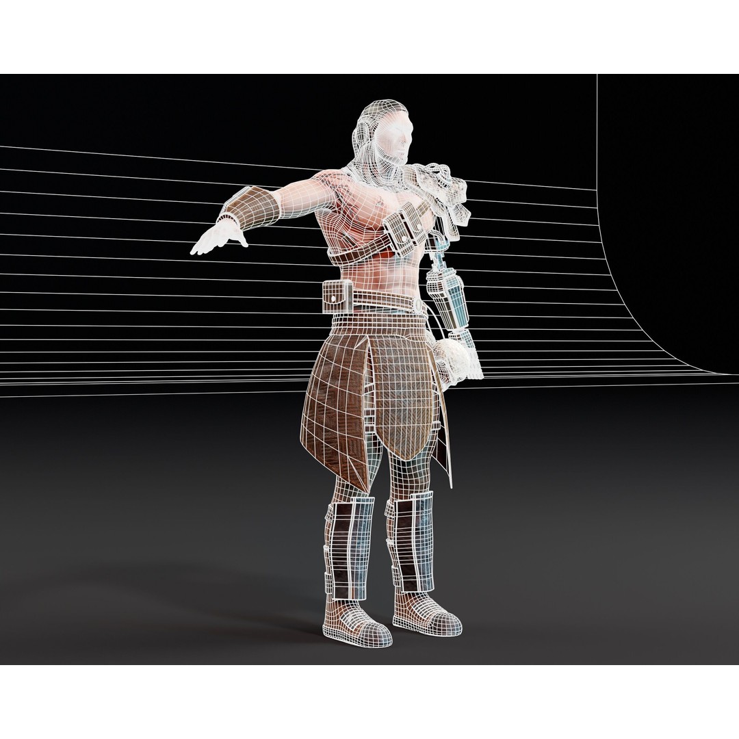 Cyber Warrior 3D Model – Low Poly Sci-Fi Character, FBX, OBJ, PBR - View 4