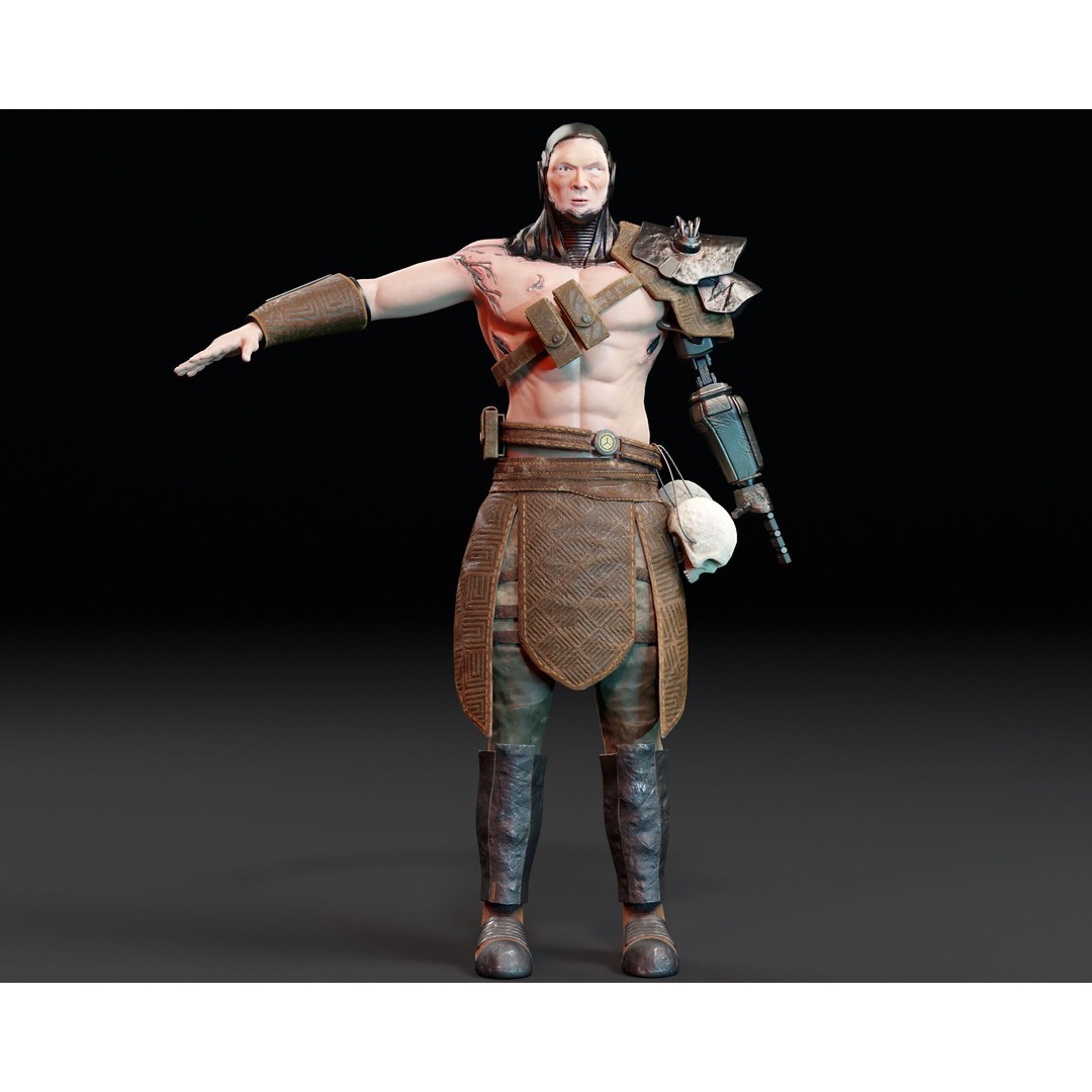 Cyber Warrior 3D Model – Low Poly Sci-Fi Character, FBX, OBJ, PBR - View 5